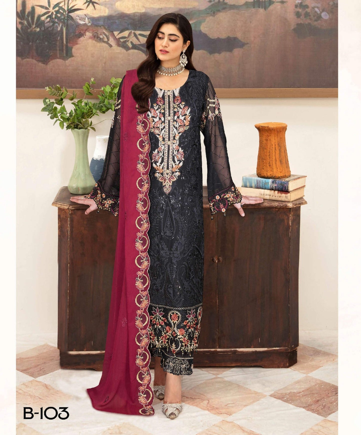Ramsha Sangeet Chiffon Collection Vol 1 - B-103 Stitched