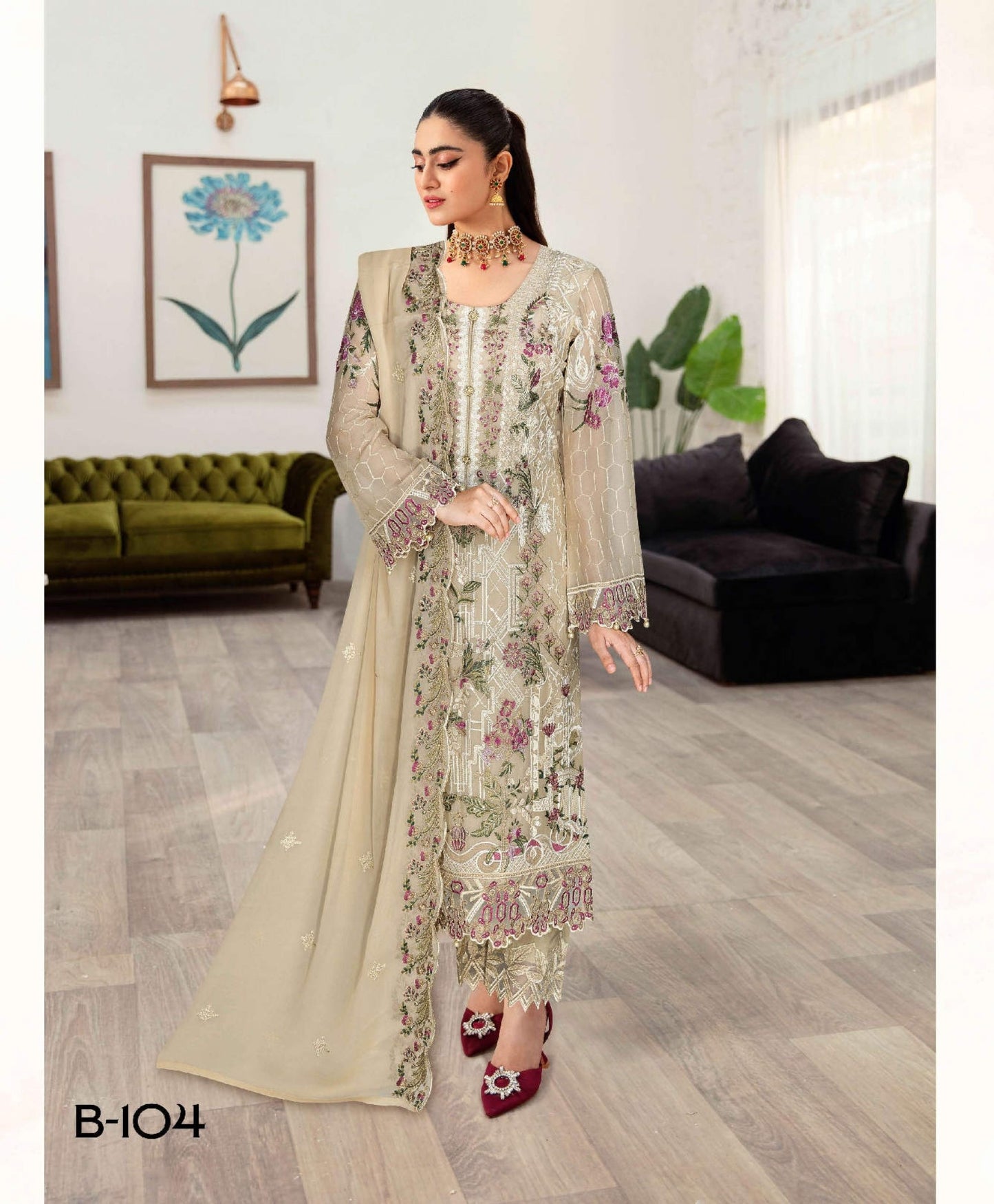 Ramsha Sangeet Chiffon Collection Vol 1 - B-104 Stitched