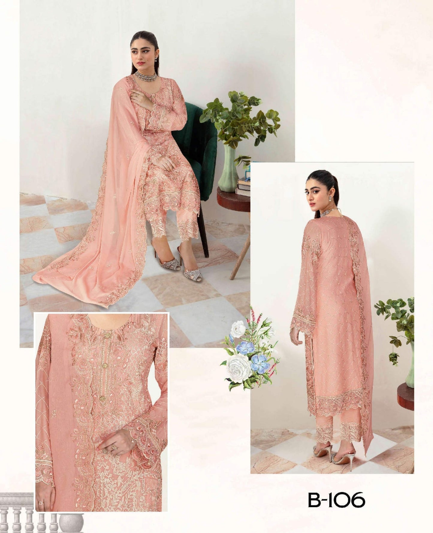 Ramsha Sangeet Chiffon Collection Vol 1 - B-106 Stitched