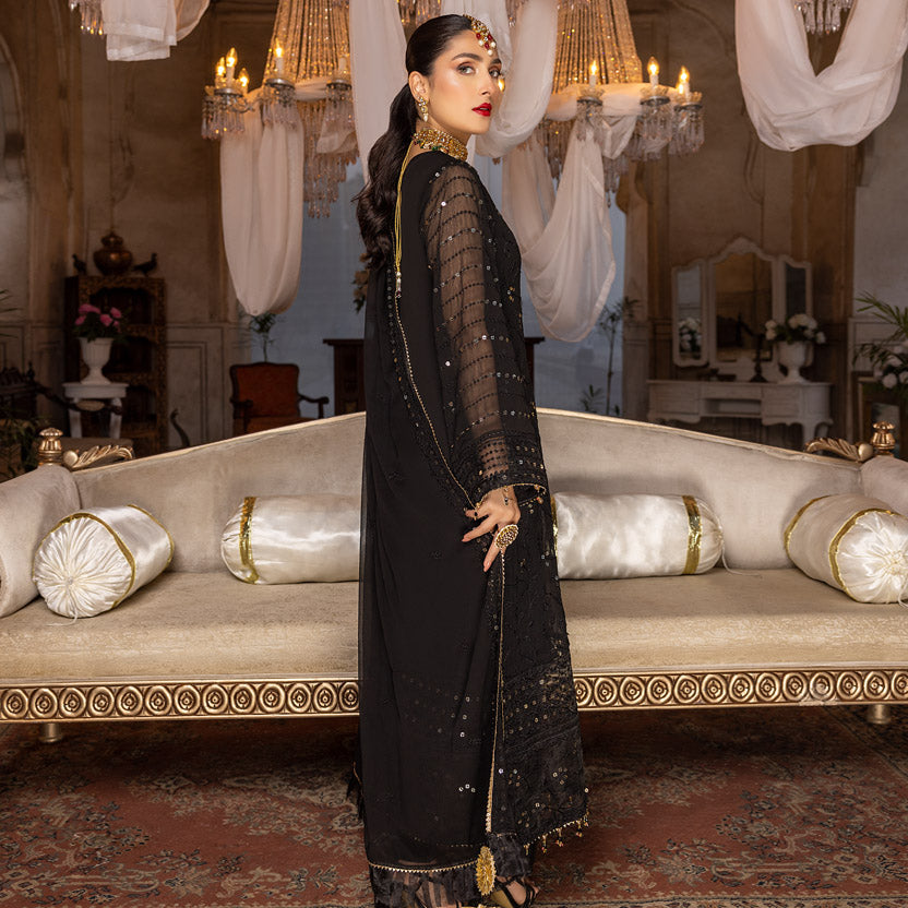 Merakish Black Orchid – Embroidered Chiffon