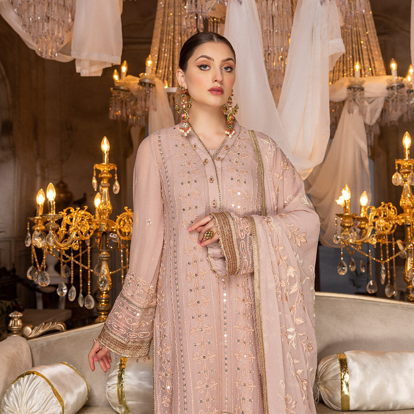 Merakish Tea Rose – Embroidered Chiffon
