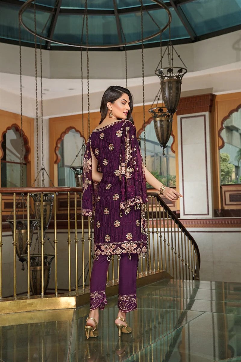 Ramsha Luxury Chiffon Vol-18 Embroidered 3Pc Suit F-1803