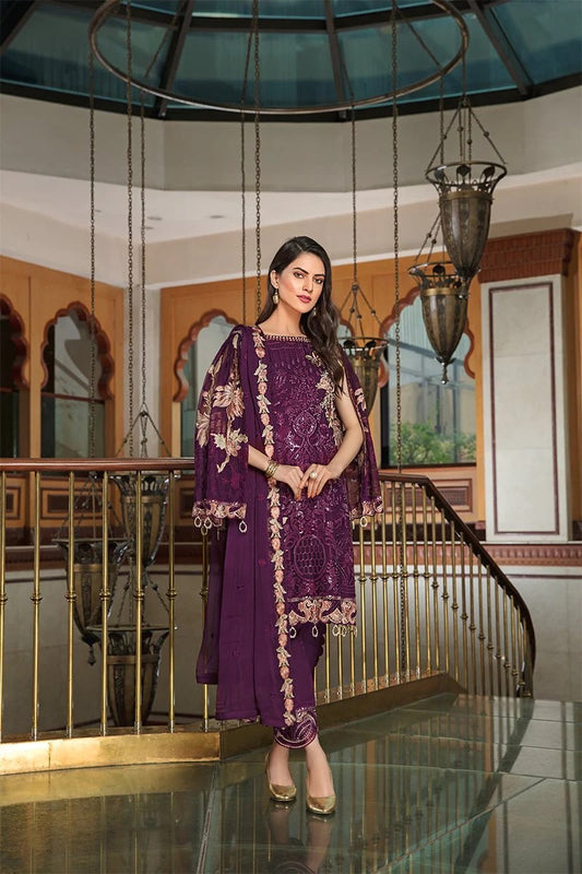 Ramsha Luxury Chiffon Vol-18 Embroidered 3Pc Suit F-1803