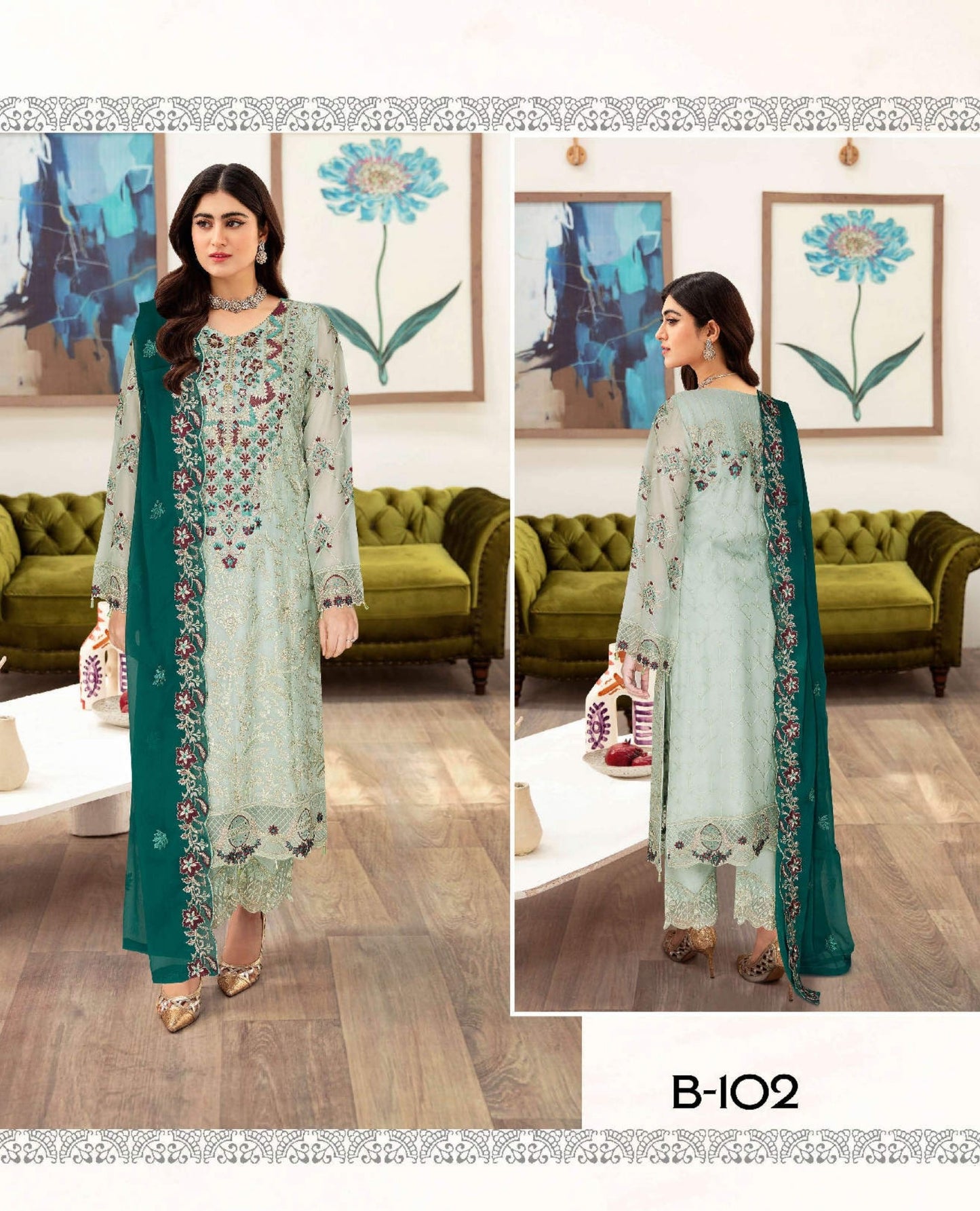 Ramsha Sangeet Chiffon Collection Vol 1 - B-102 Stitched