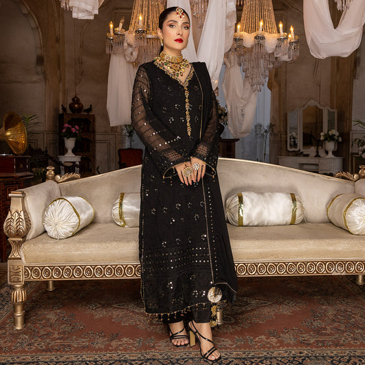 Merakish Black Orchid – Embroidered Chiffon