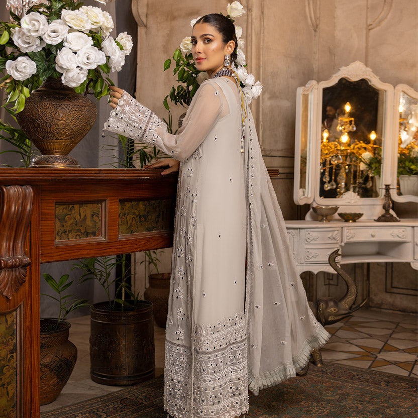 Merakish Cloud Gray – Embroidered Chiffon