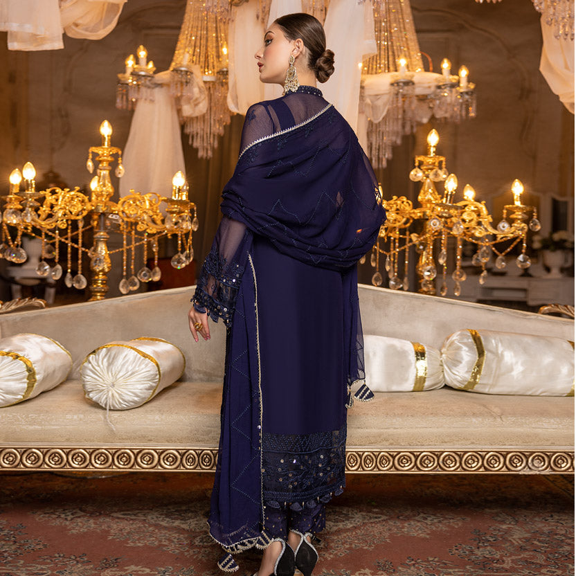 Merakish Navy Blue – Embroidered Chiffon