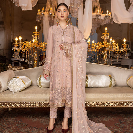 Merakish Tea Rose – Embroidered Chiffon